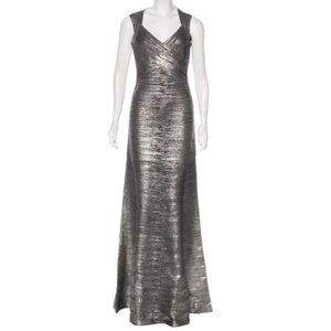 Herve Leger Camilla Metallic Stretch Bandage Mermaid Dress Gown M